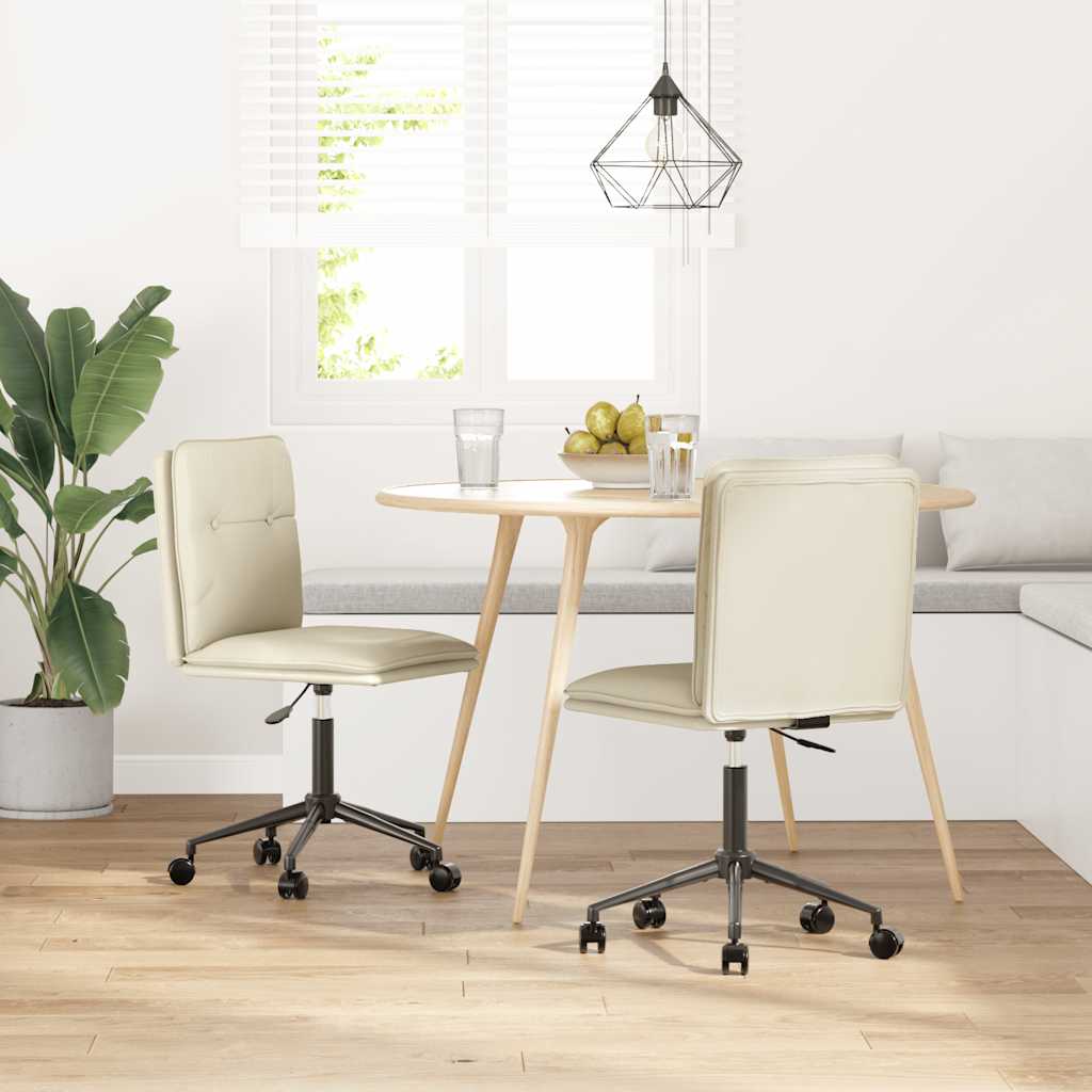 Esszimmerstühle 2 Stk. Creme Kunstleder