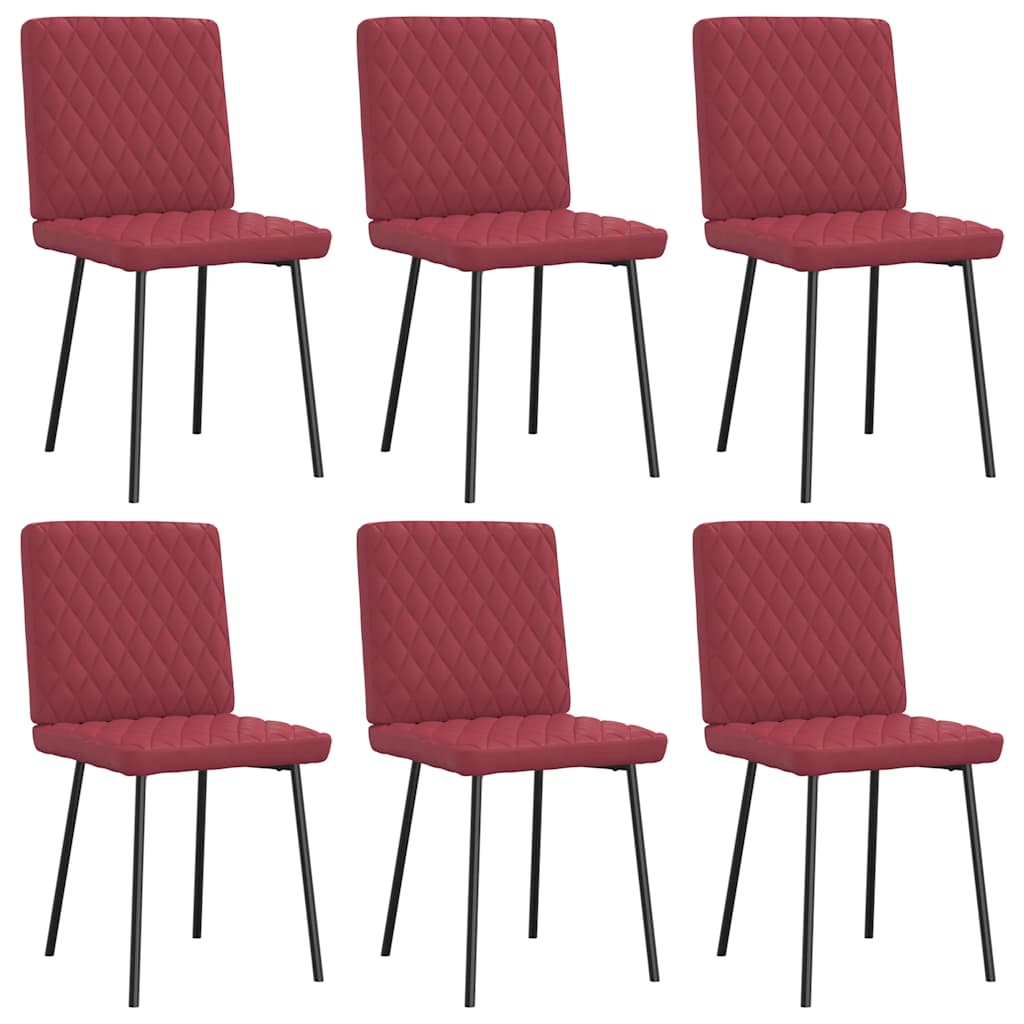 Dining chairs 6 pcs. Wine red artificial leather