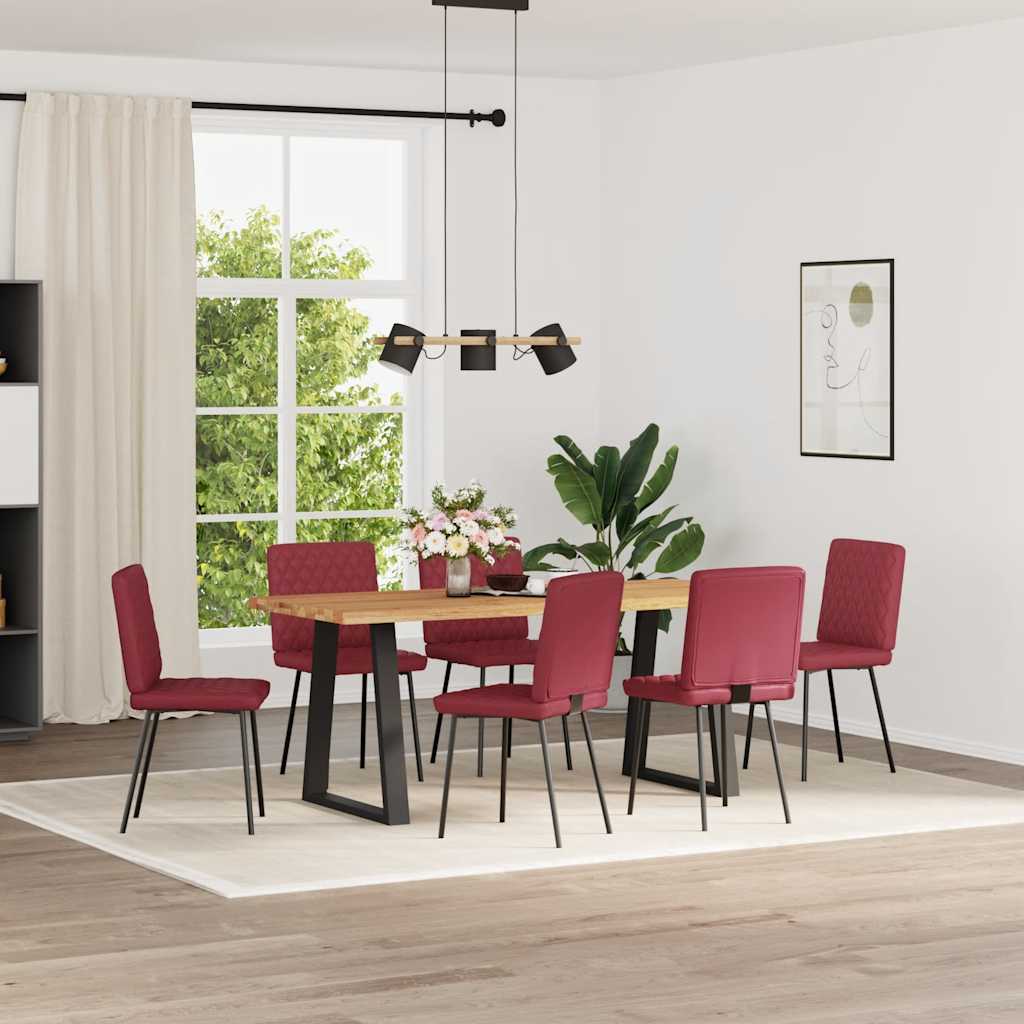 Dining chairs 6 pcs. Wine red artificial leather