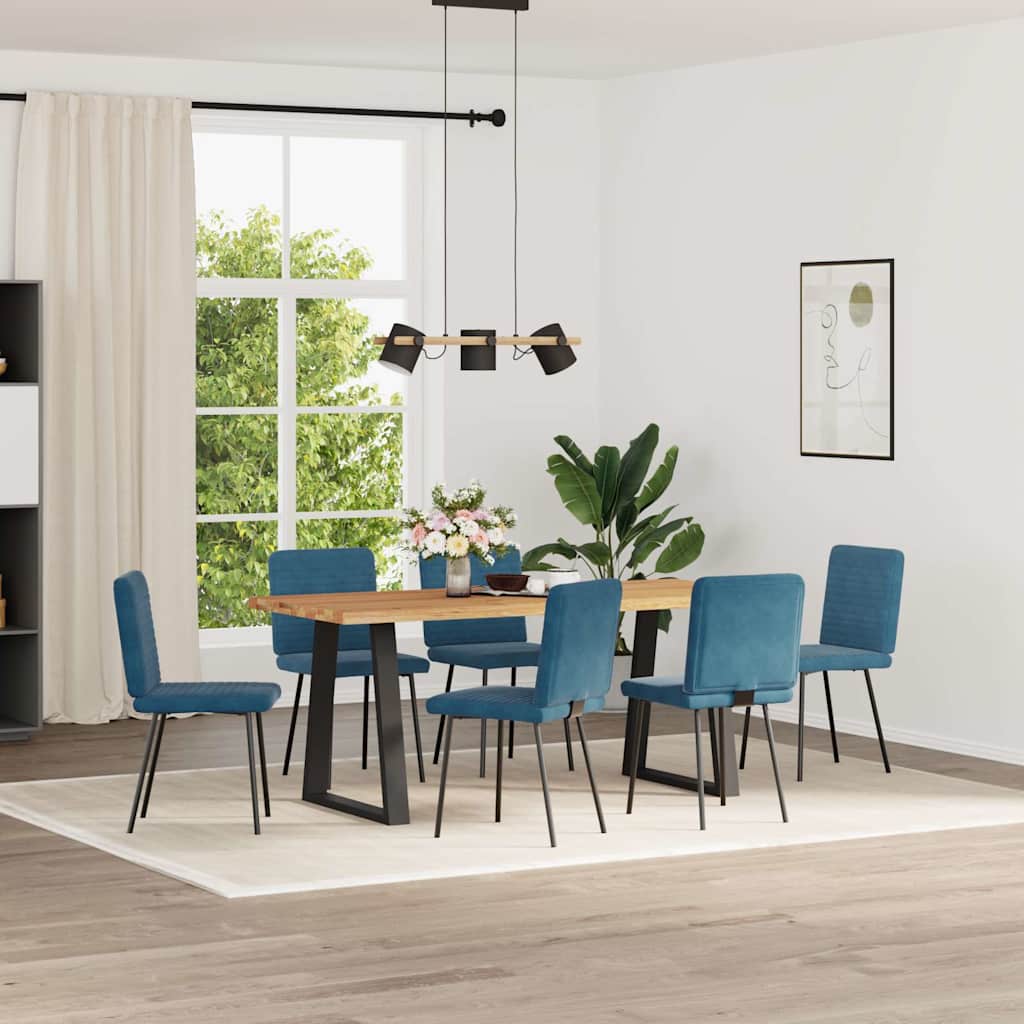 Dining chairs 6 pcs. Blue velvet