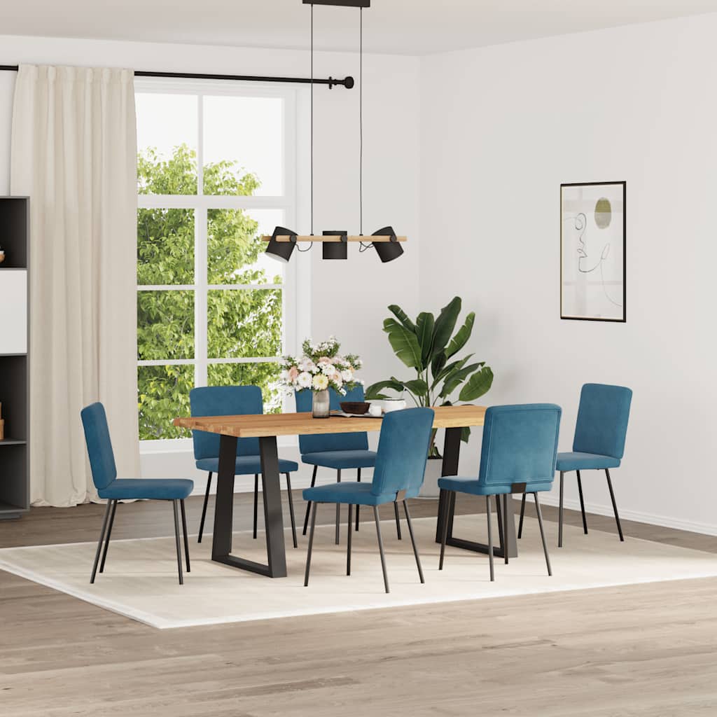 Dining chairs 6 pcs. Blue velvet