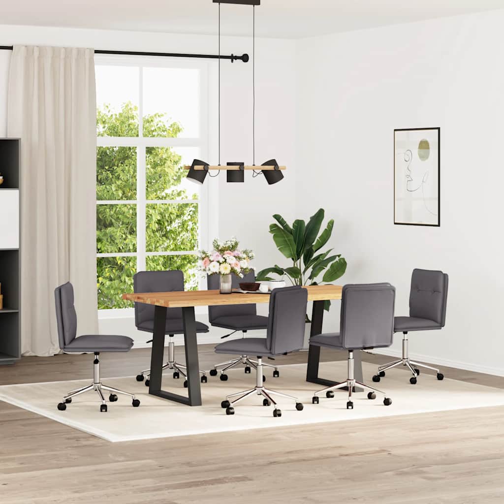 Esszimmerstühle 6 Stk. Grau Kunstleder