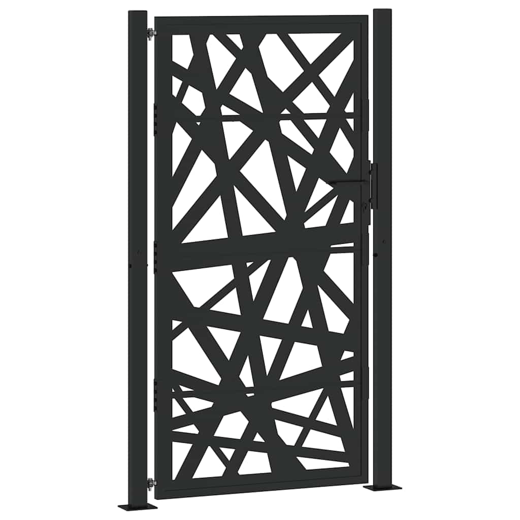 Gartentor Schwarz 105x180 cm Stahl Lichtdesign