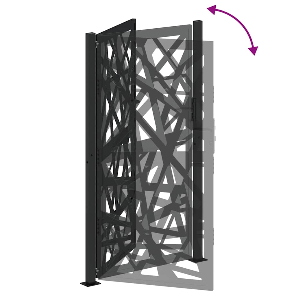 Gartentor Schwarz 105x180 cm Stahl Lichtdesign