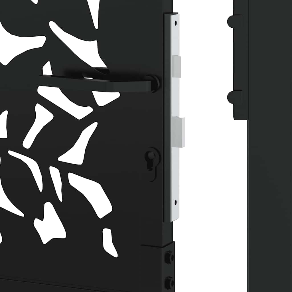 Gartentor Schwarz 105x155 cm Stahl Blatt-Design