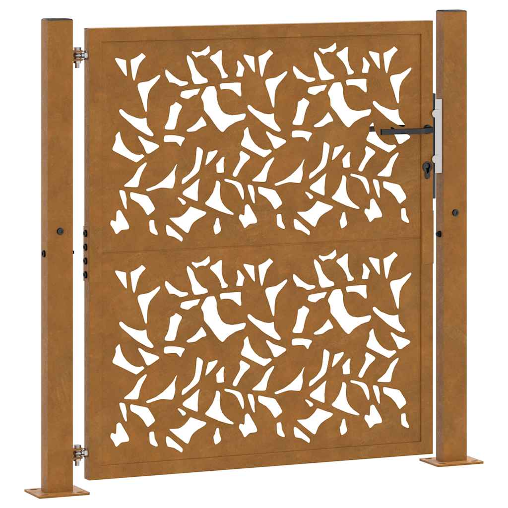 Gartentor 105x105 cm Wetterfester Stahl Blatt-Design