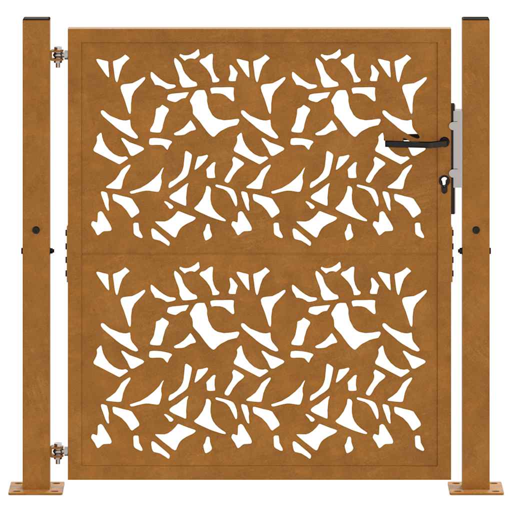 Gartentor 105x105 cm Wetterfester Stahl Blatt-Design