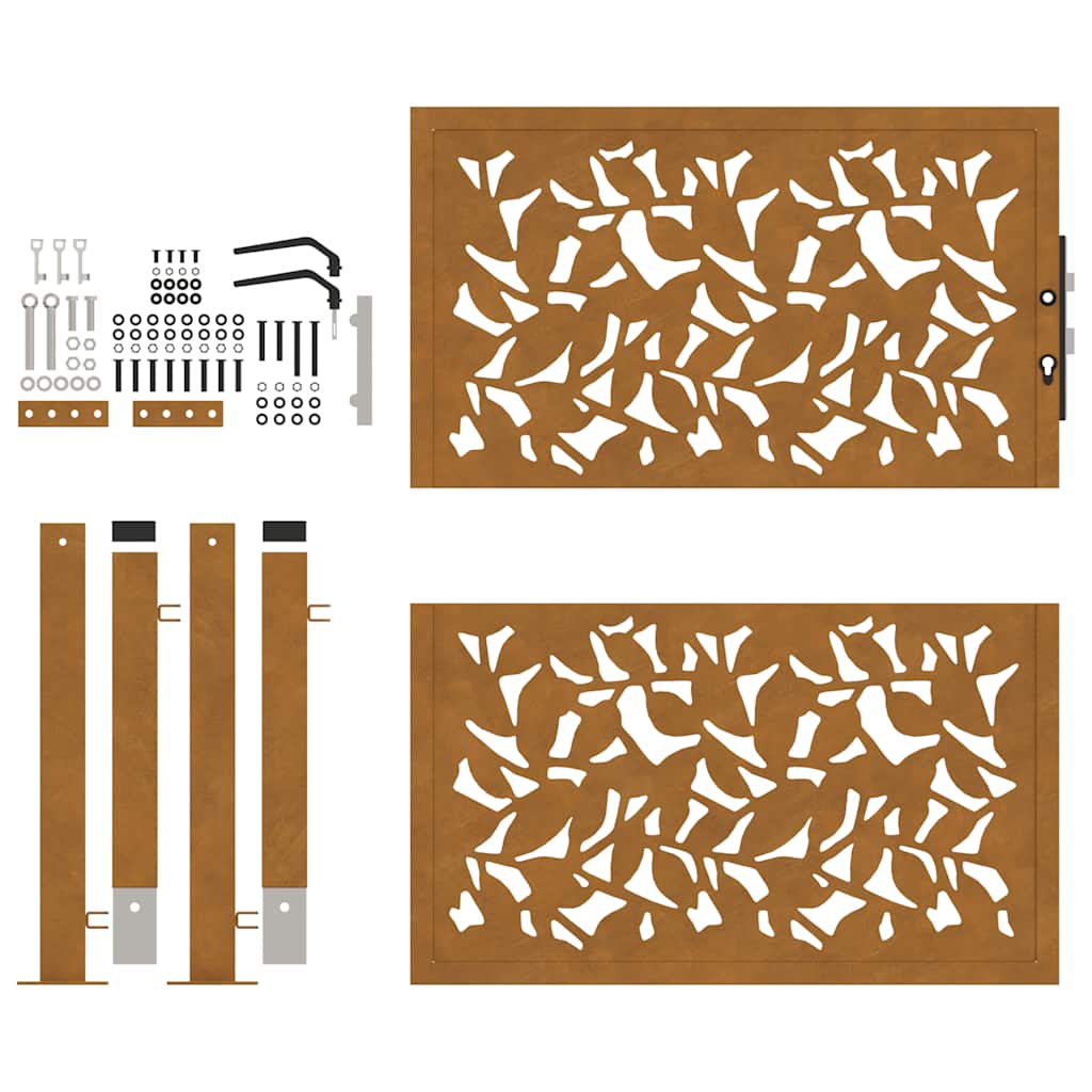 Gartentor 105x105 cm Wetterfester Stahl Blatt-Design