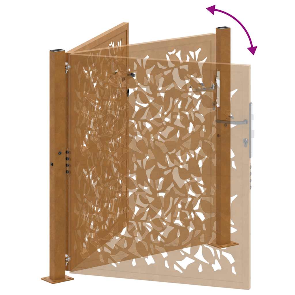 Gartentor 105x105 cm Wetterfester Stahl Blatt-Design