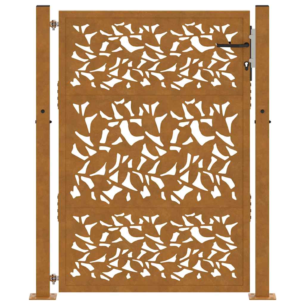 Gartentor 105x130 cm Wetterfester Stahl Blatt-Design