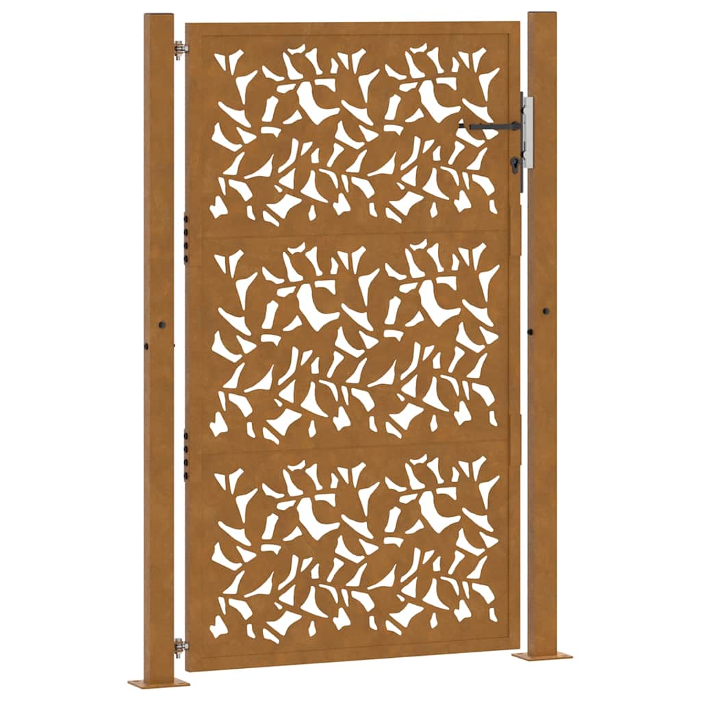 Gartentor 105x155 cm Wetterfester Stahl Blatt-Design