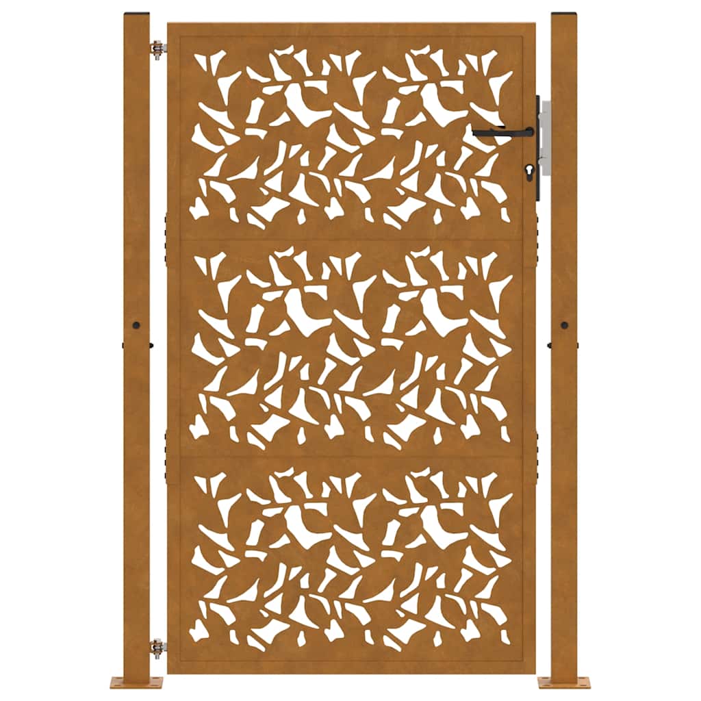 Gartentor 105x155 cm Wetterfester Stahl Blatt-Design