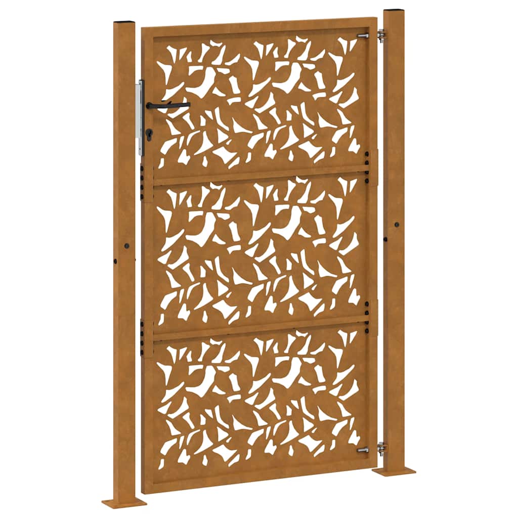 Gartentor 105x155 cm Wetterfester Stahl Blatt-Design
