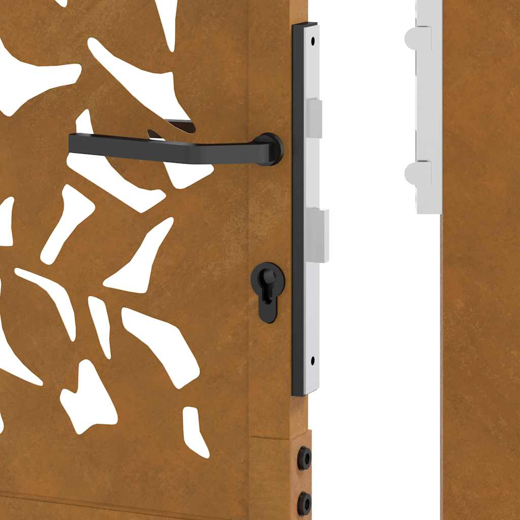 Gartentor 105x155 cm Wetterfester Stahl Blatt-Design
