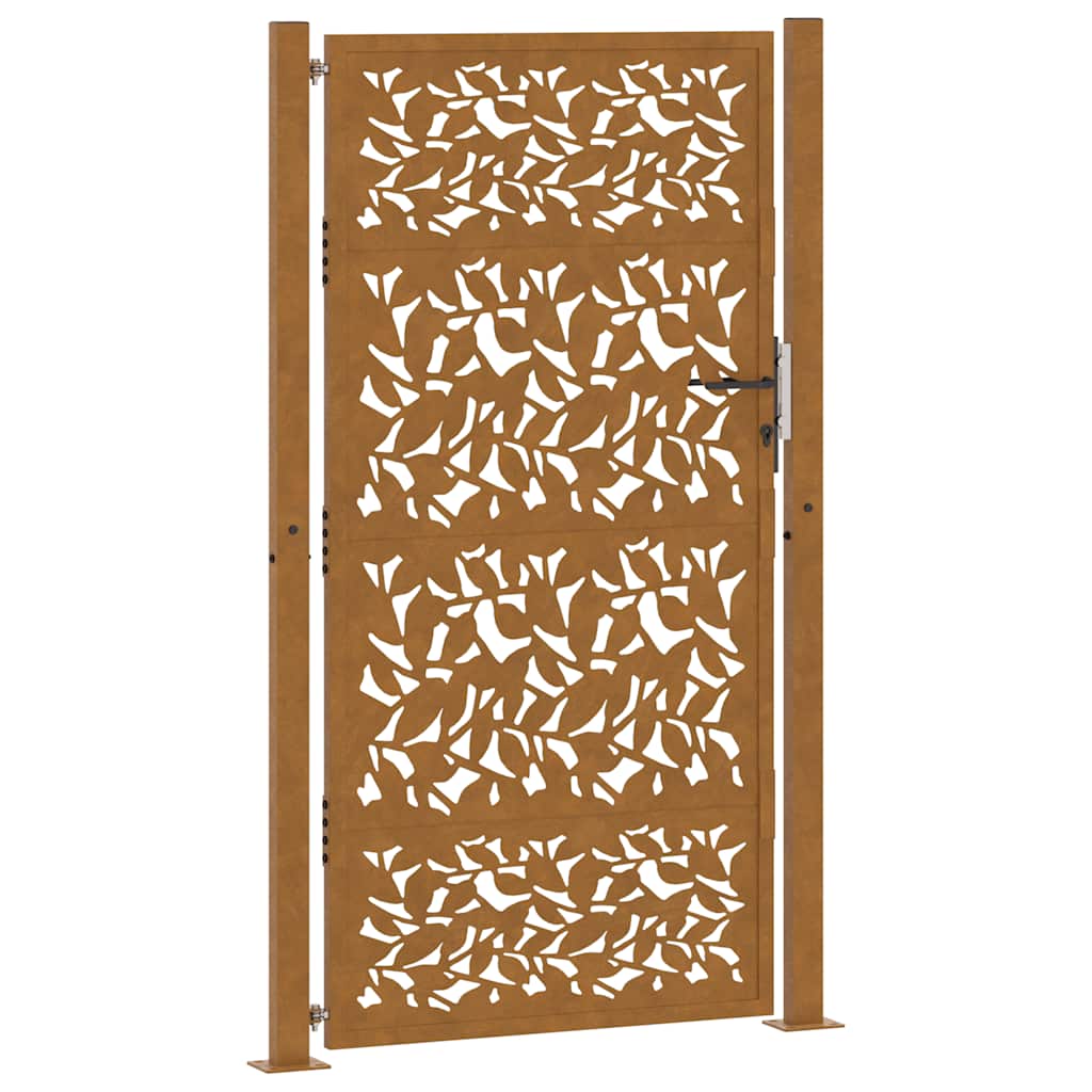 Gartentor 105x180 cm Wetterfester Stahl Blatt-Design