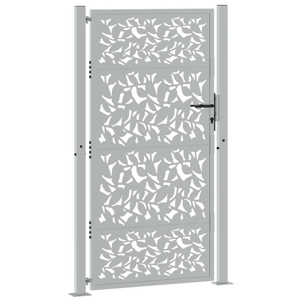 Gartentor 105x180 cm Wetterfester Stahl Blatt-Design