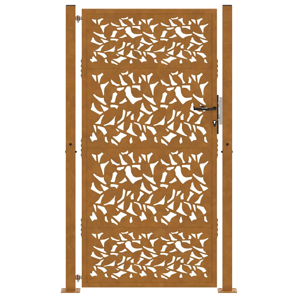 Gartentor 105x180 cm Wetterfester Stahl Blatt-Design