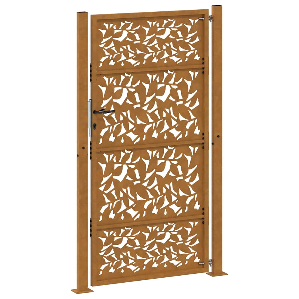 Gartentor 105x180 cm Wetterfester Stahl Blatt-Design