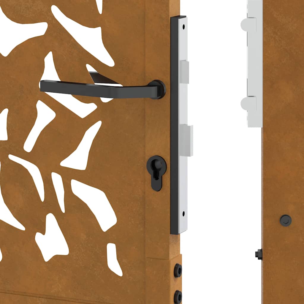 Gartentor 105x180 cm Wetterfester Stahl Blatt-Design
