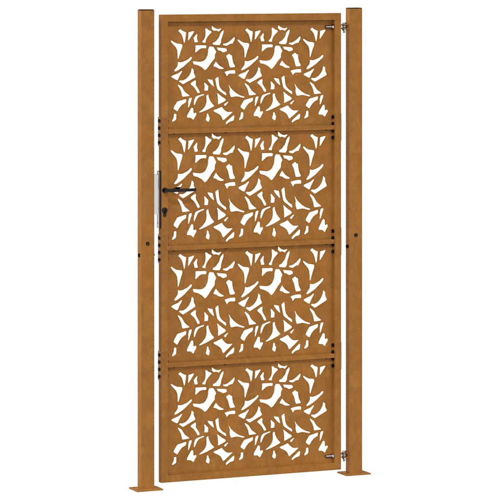 Gartentor 105x205 cm Wetterfester Stahl Blatt-Design