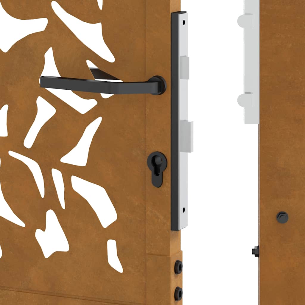 Gartentor 105x205 cm Wetterfester Stahl Blatt-Design