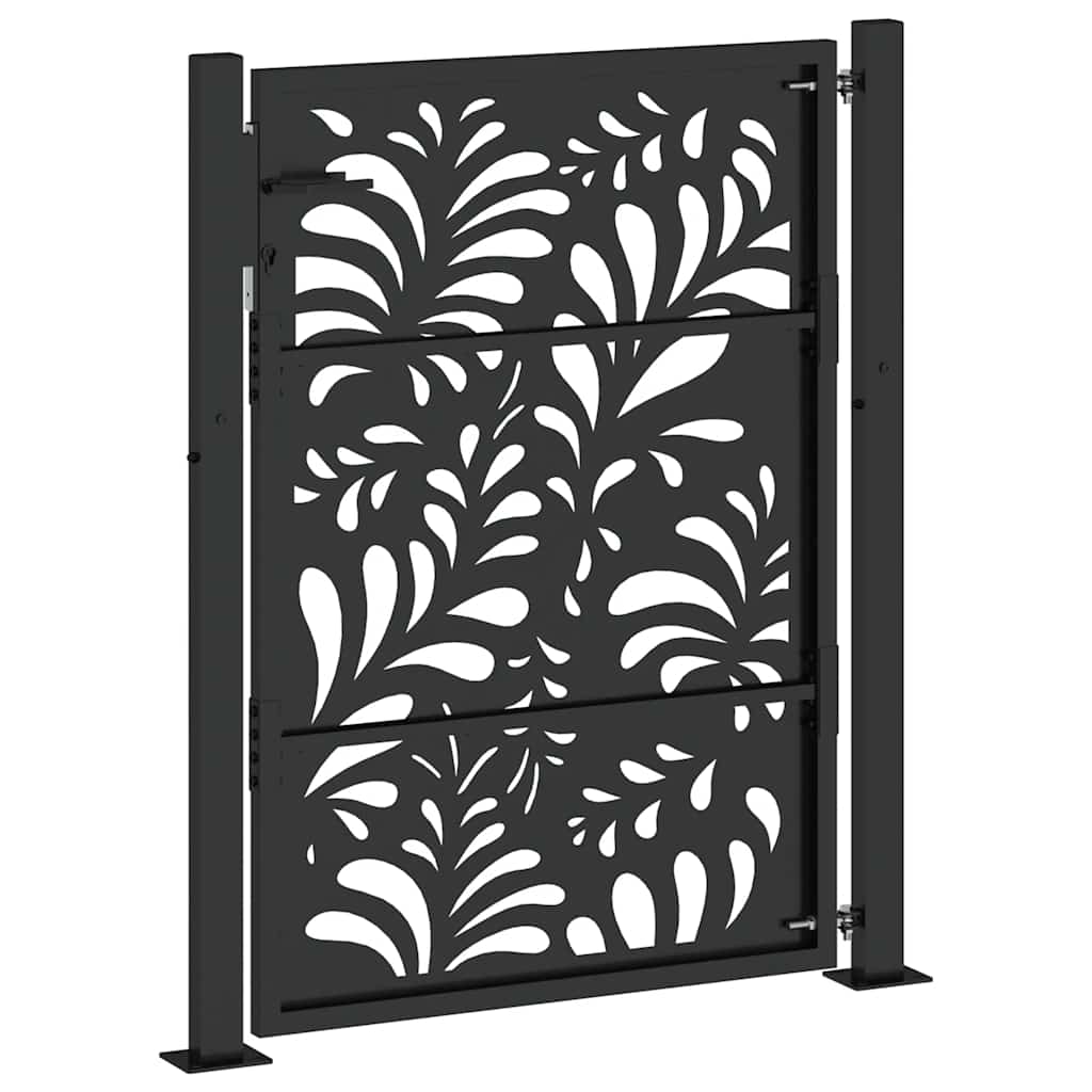 Gartentor Schwarz 105x130 cm Stahl Wellen-Design