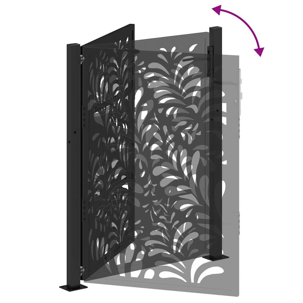 Gartentor Schwarz 105x130 cm Stahl Wellen-Design