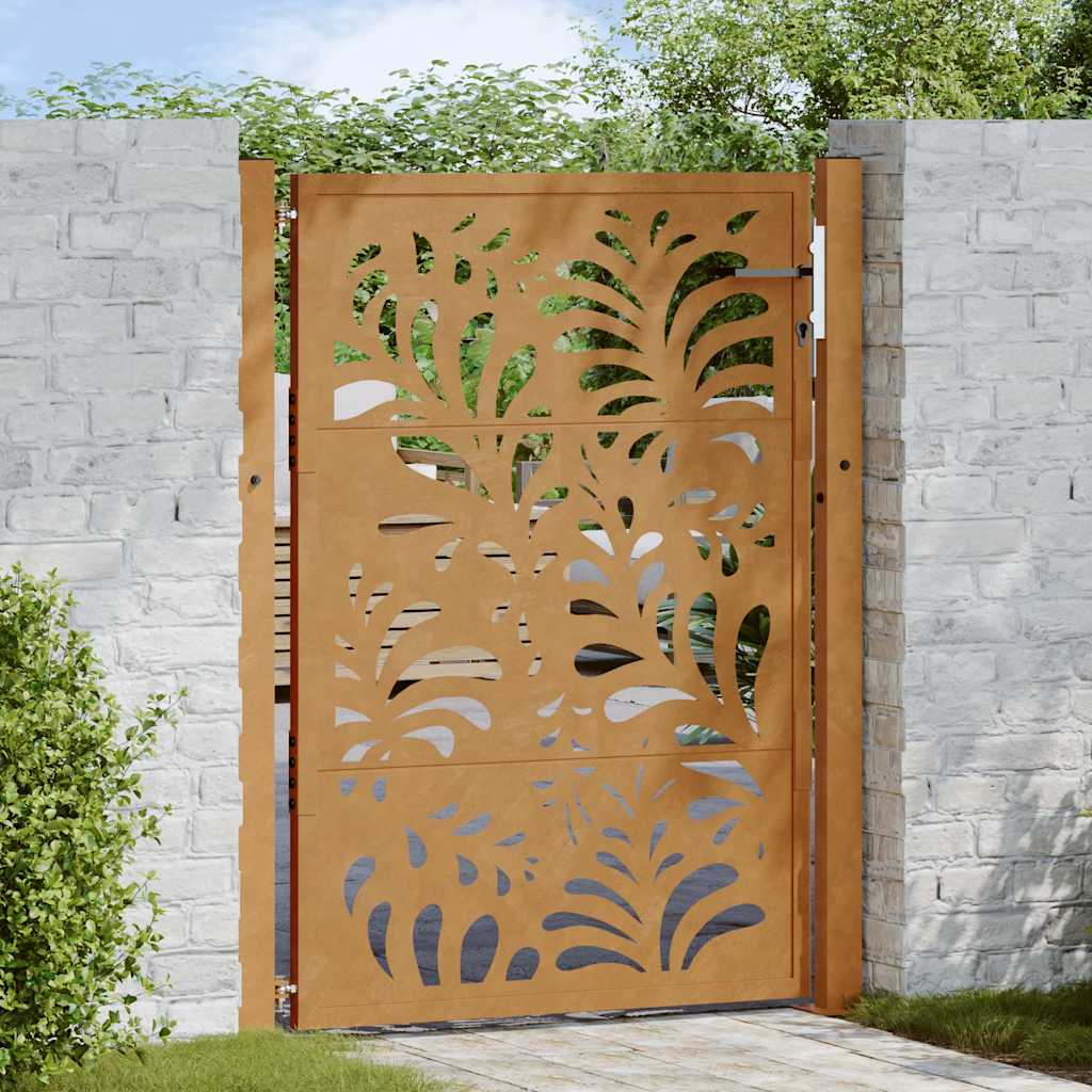 Gartentor 105x130 cm Wetterfester Stahl Wellen-Design