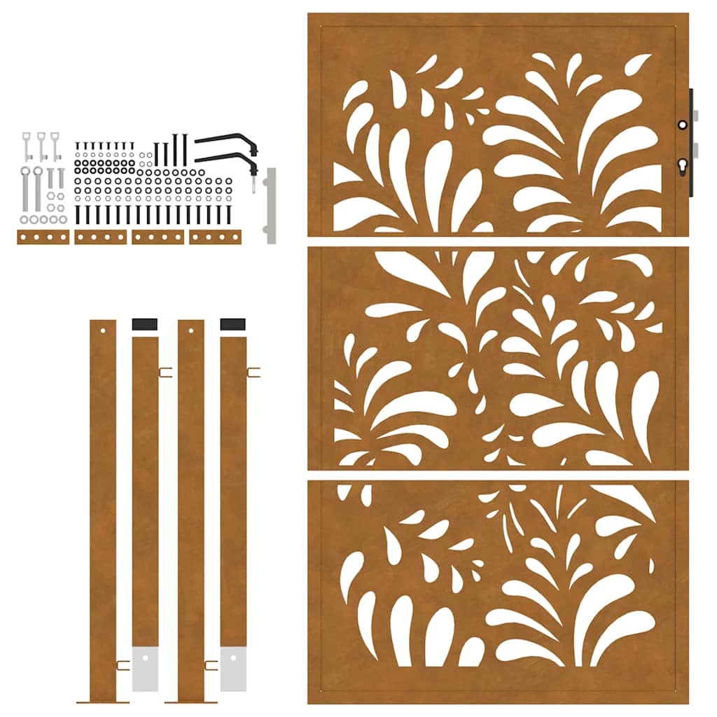 Gartentor 105x155 cm Wetterfester Stahl Wellen-Design