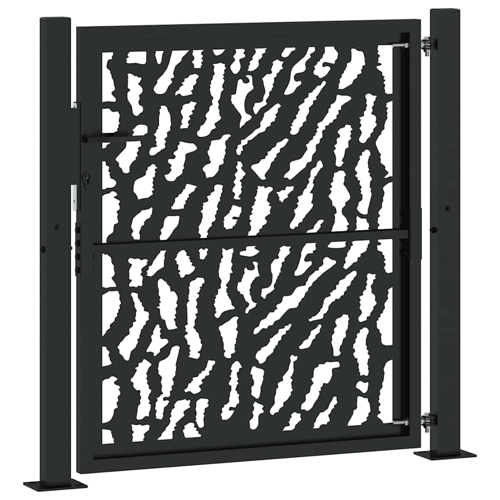 Gartentor Schwarz 105x106 cm Stahl Spurendesign