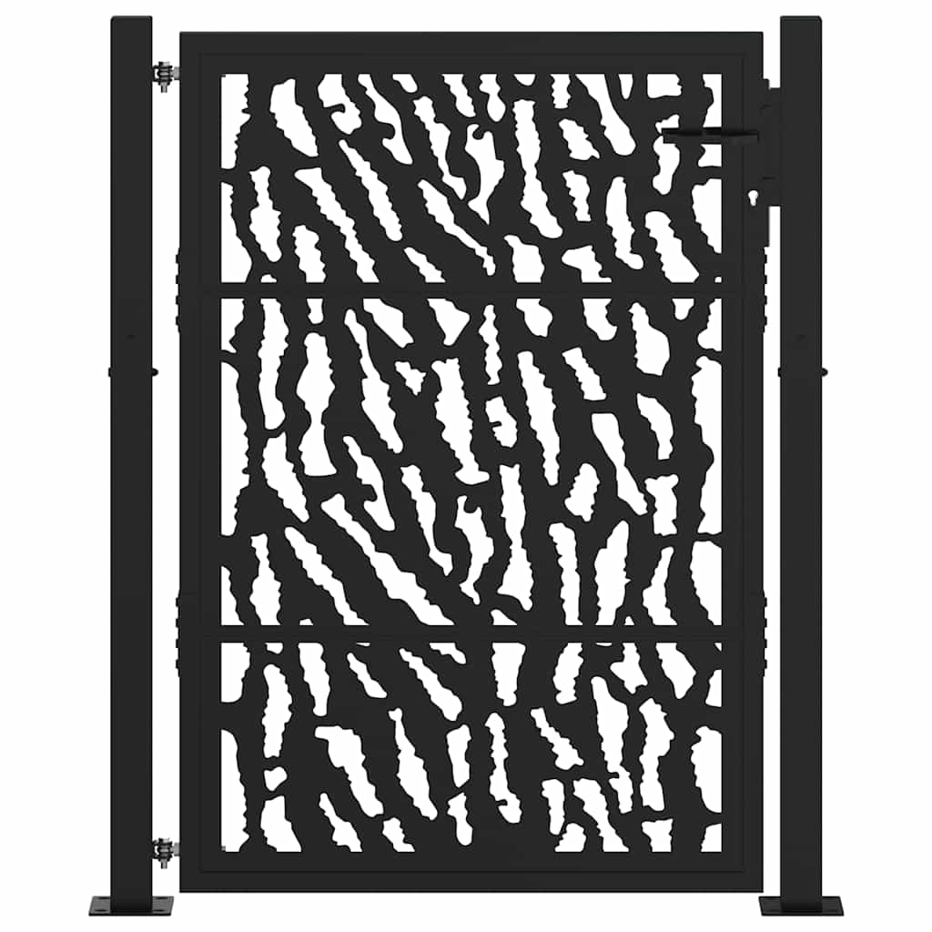 Gartentor Schwarz 105x130 cm Stahl Spurendesign