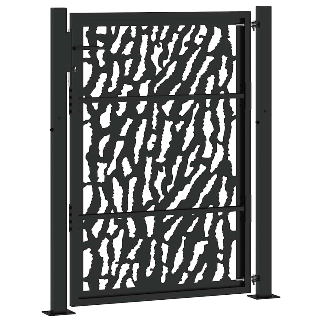 Gartentor Schwarz 105x130 cm Stahl Spurendesign