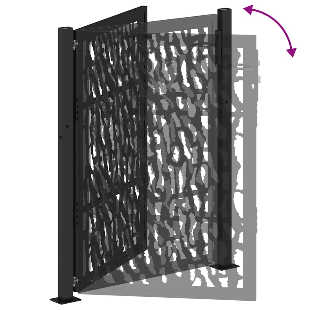 Gartentor Schwarz 105x130 cm Stahl Spurendesign