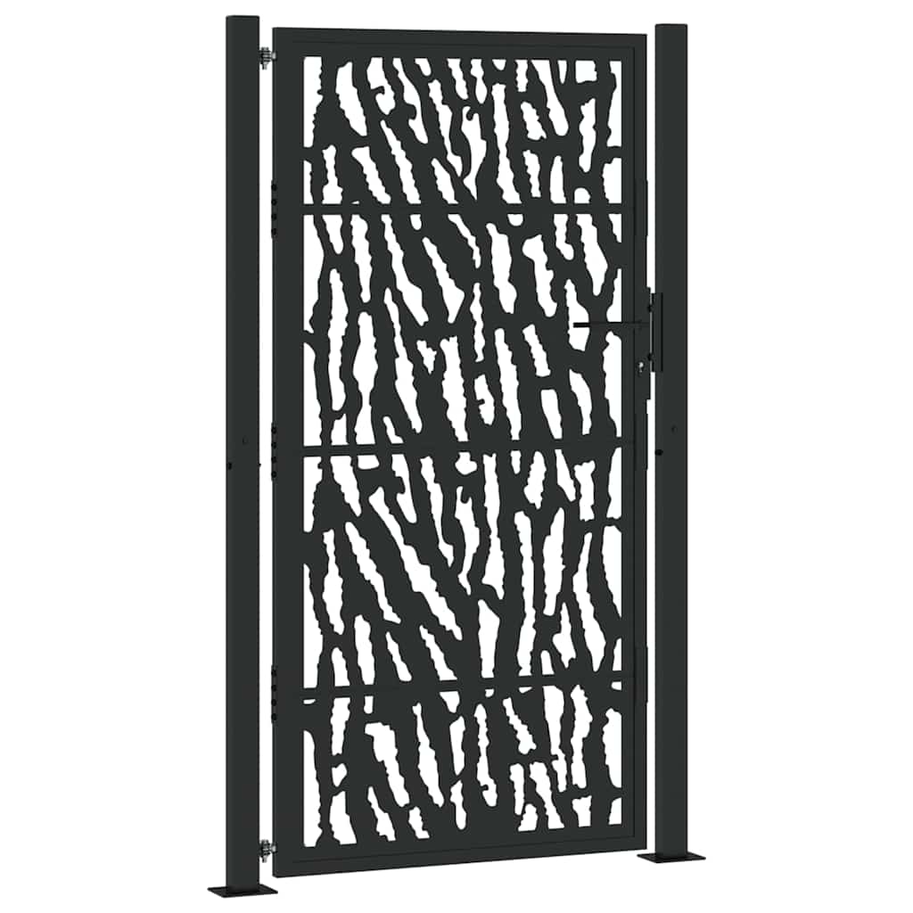 Gartentor Schwarz 105x180 cm Stahl Spurendesign