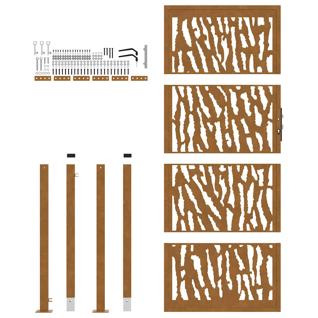 Garden Gate 105x205 cm Weatherproof Steel Trace Design