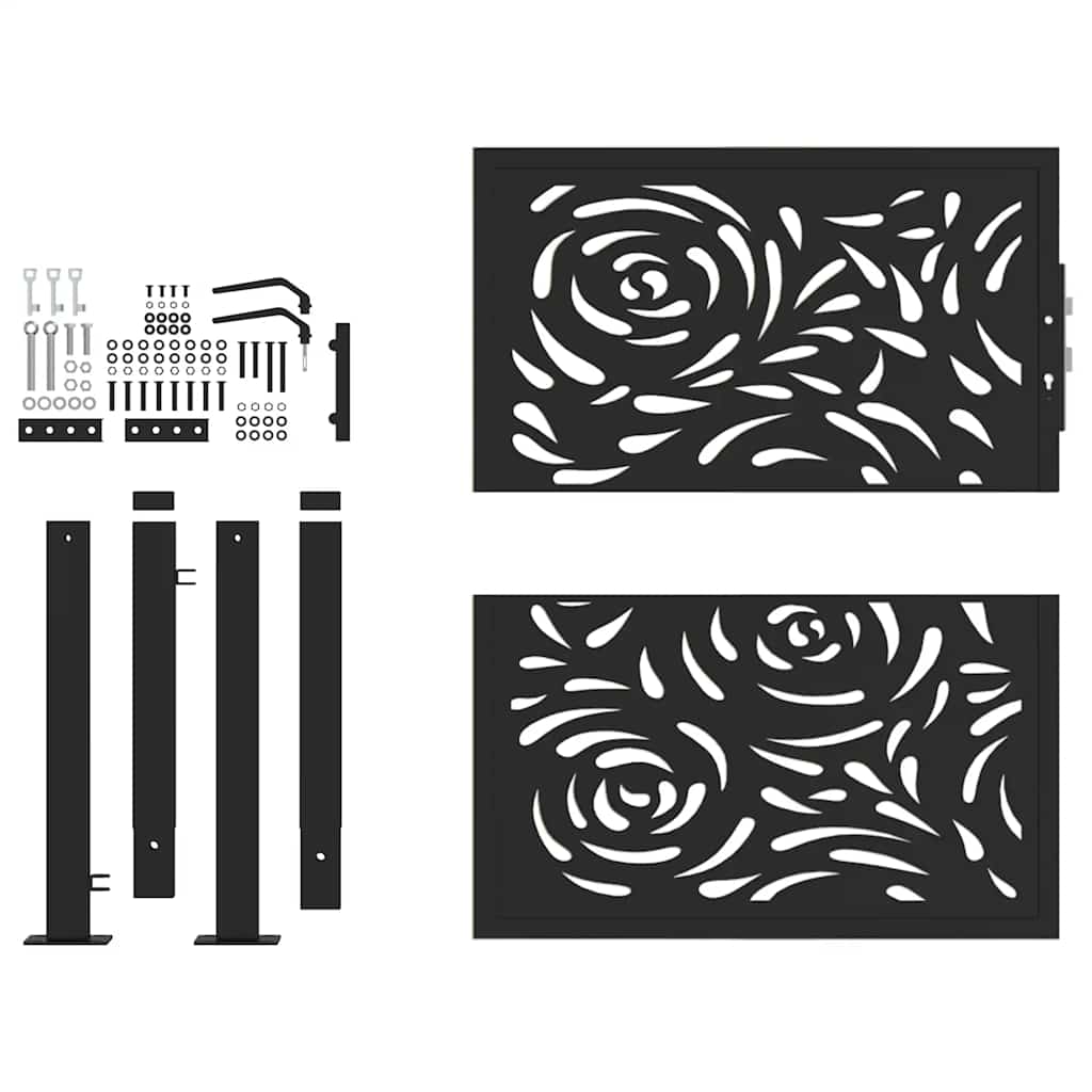Gartentor Schwarz 105x106 cm Stahl Flammen-Design