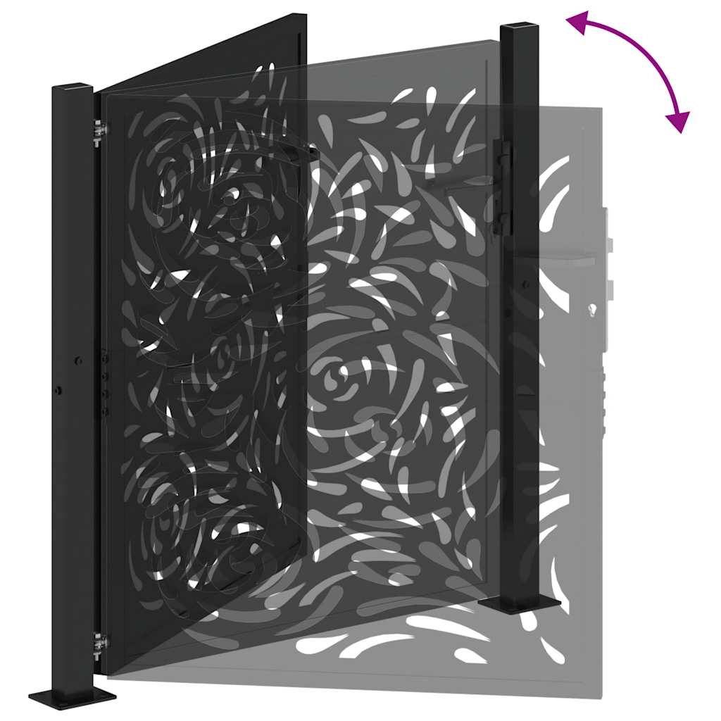 Gartentor Schwarz 105x106 cm Stahl Flammen-Design