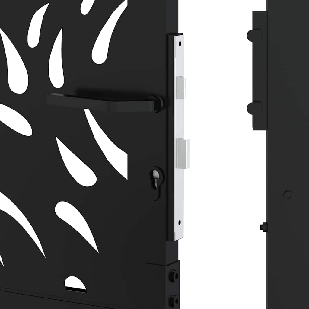 Gartentor Schwarz 105x130 cm Stahl Flammen-Design