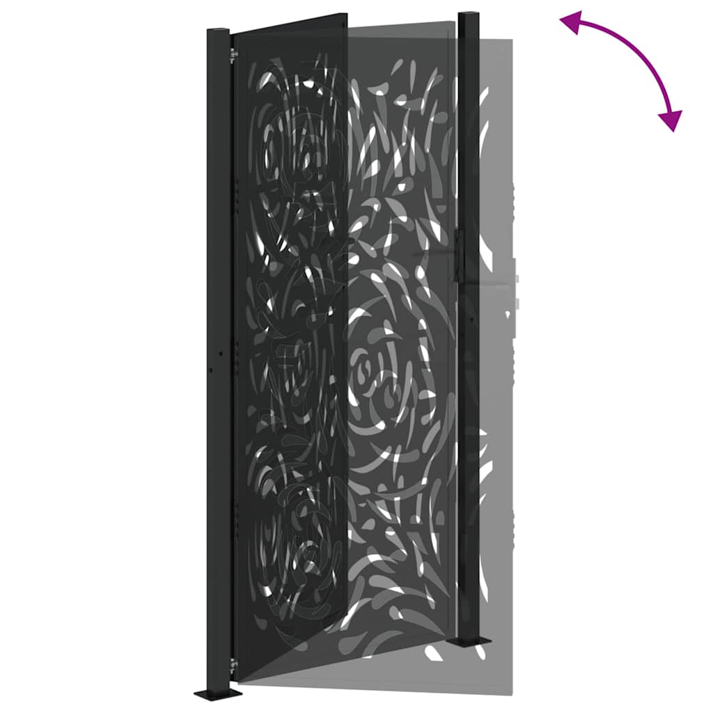 Gartentor Schwarz 105x205 cm Stahl Flammen-Design