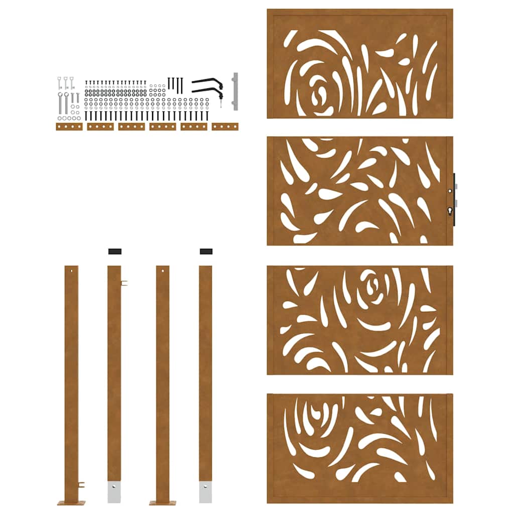 Gartentor 105x205 cm Wetterfester Stahl Flammen-Design
