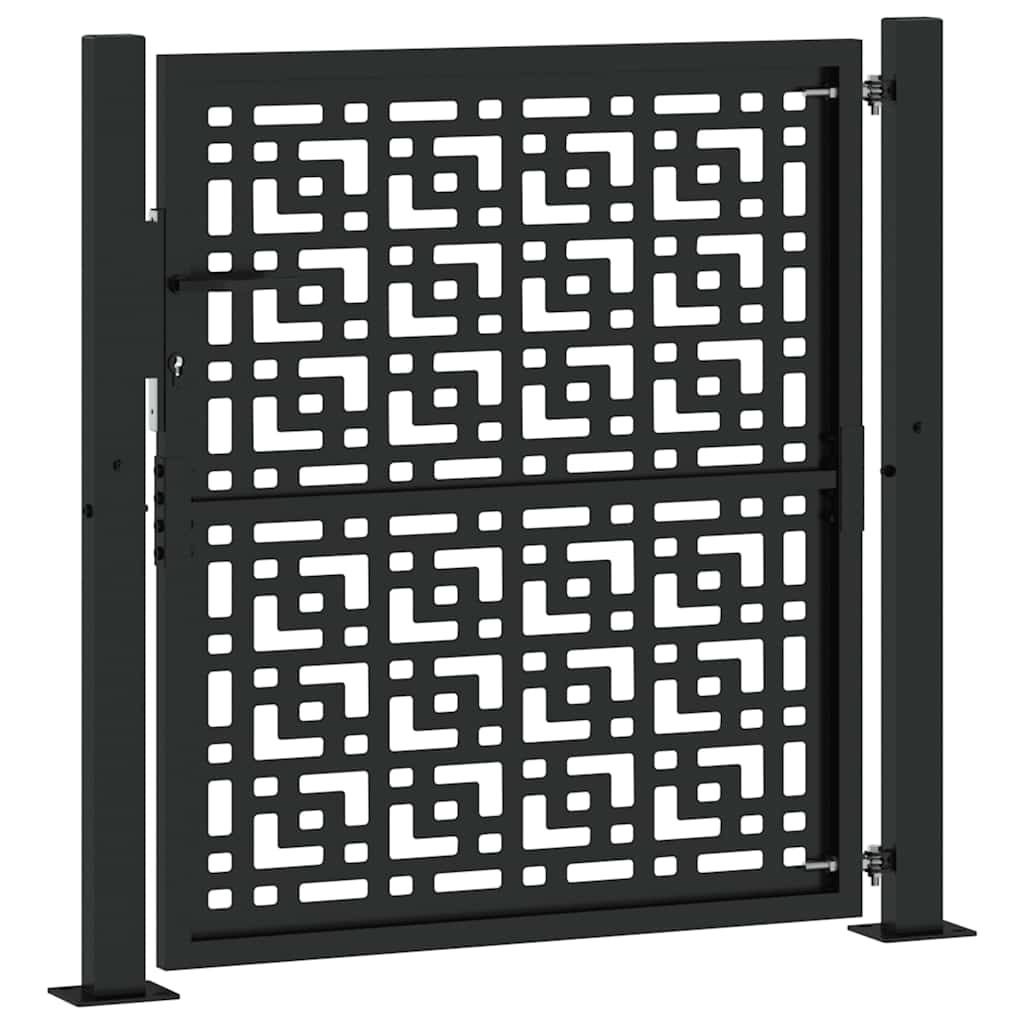 Gartentor Schwarz 105x106 cm Stahl Kreuz-Design