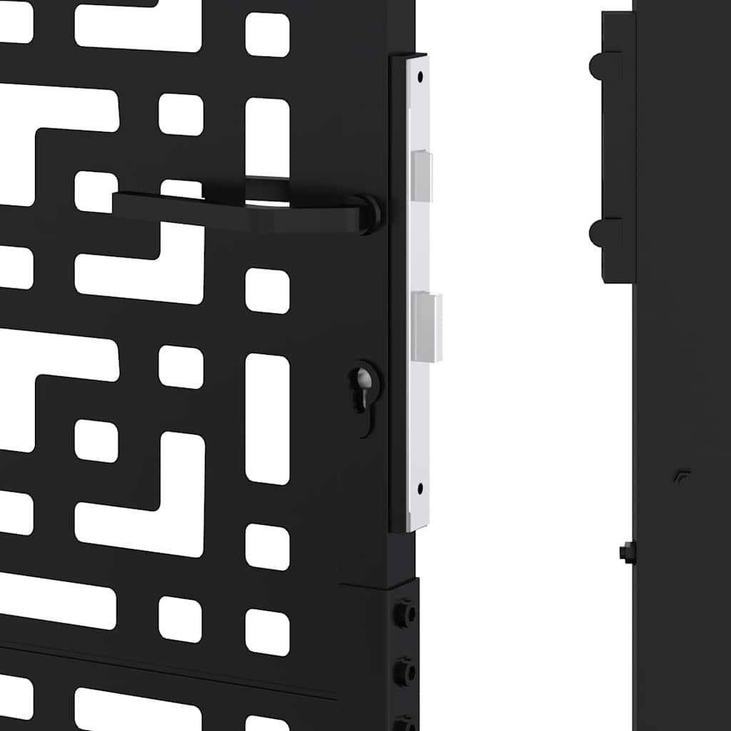 Gartentor Schwarz 105x205 cm Stahl Kreuz-Design