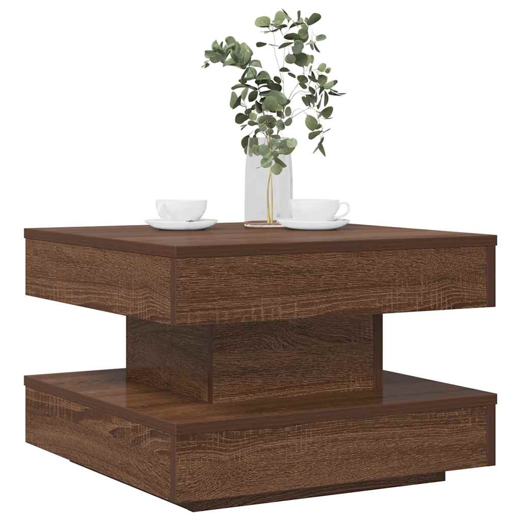 Couchtisch 360-Grad Drehbar Eichen-Optik 50x50x34,5 cm