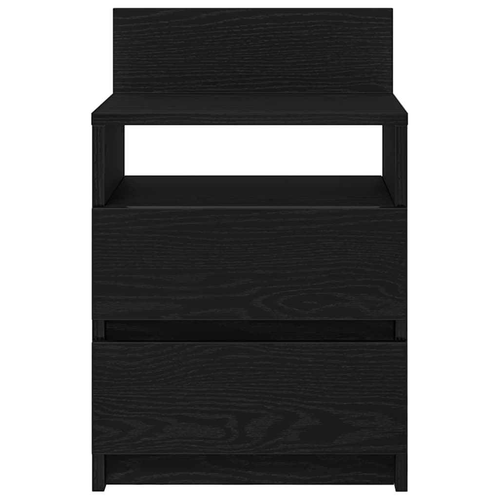 Nachttisch mit 2 Schubladen Schwarz 40x33x60 cm