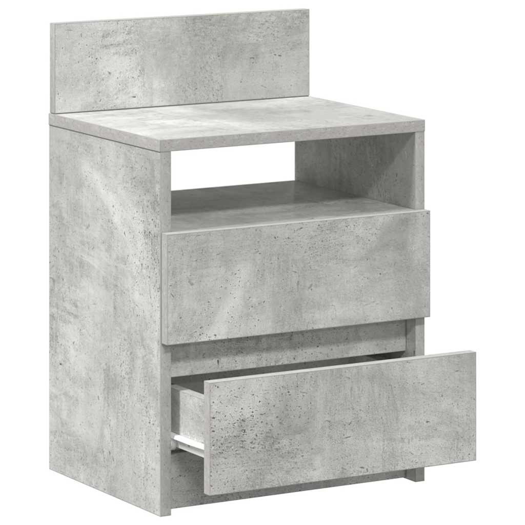 Nachttisch mit 2 Schubladen Betongrau 40x33x60 cm