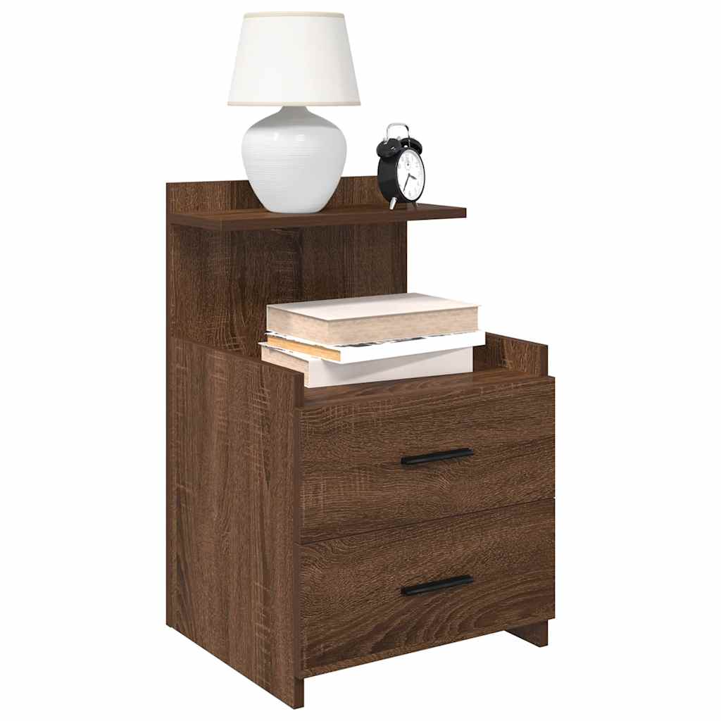 Nachttisch mit 2 Schubladen Braun Eichen-Optik 40x36,5x62 cm