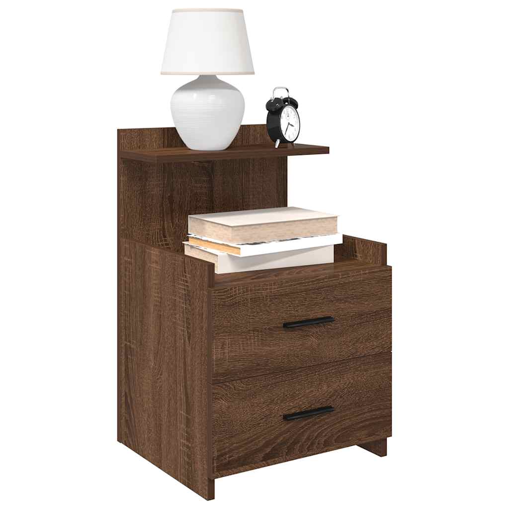 Nachttische 2 Stk. mit 2 Schubladen Braun Eichen-Optik 40x36,5x62 cm