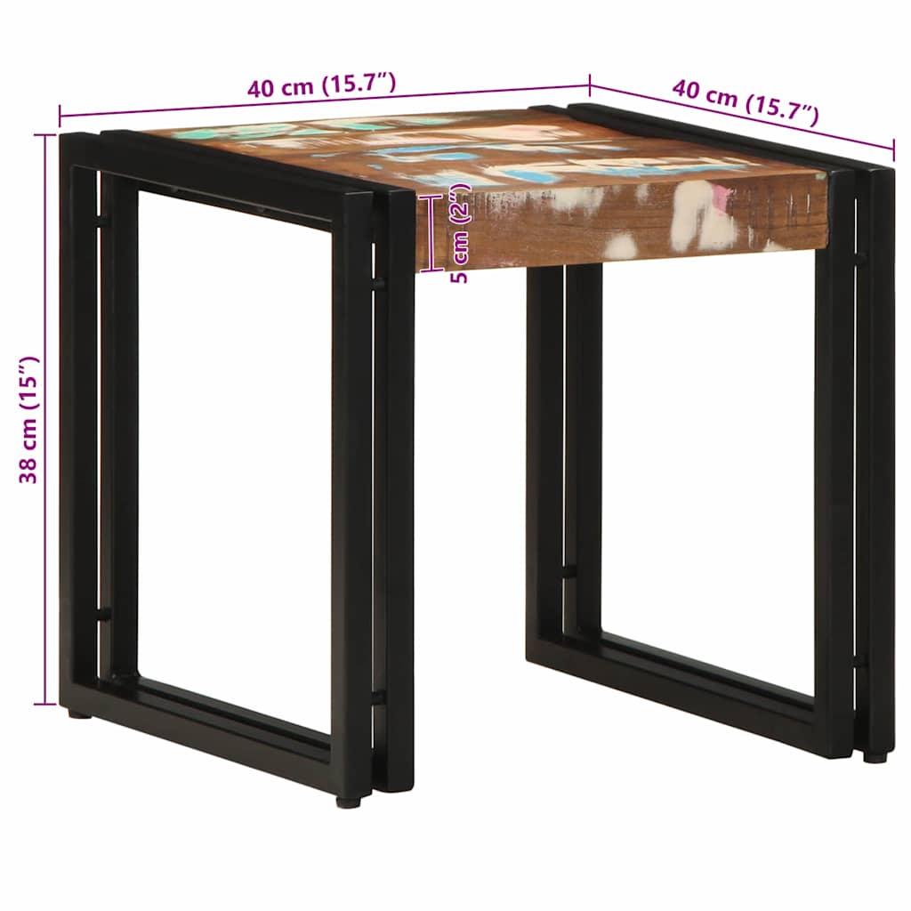Couchtisch Mehrfarbig 40 x 40 x 38 cm recyceltes Massivholz