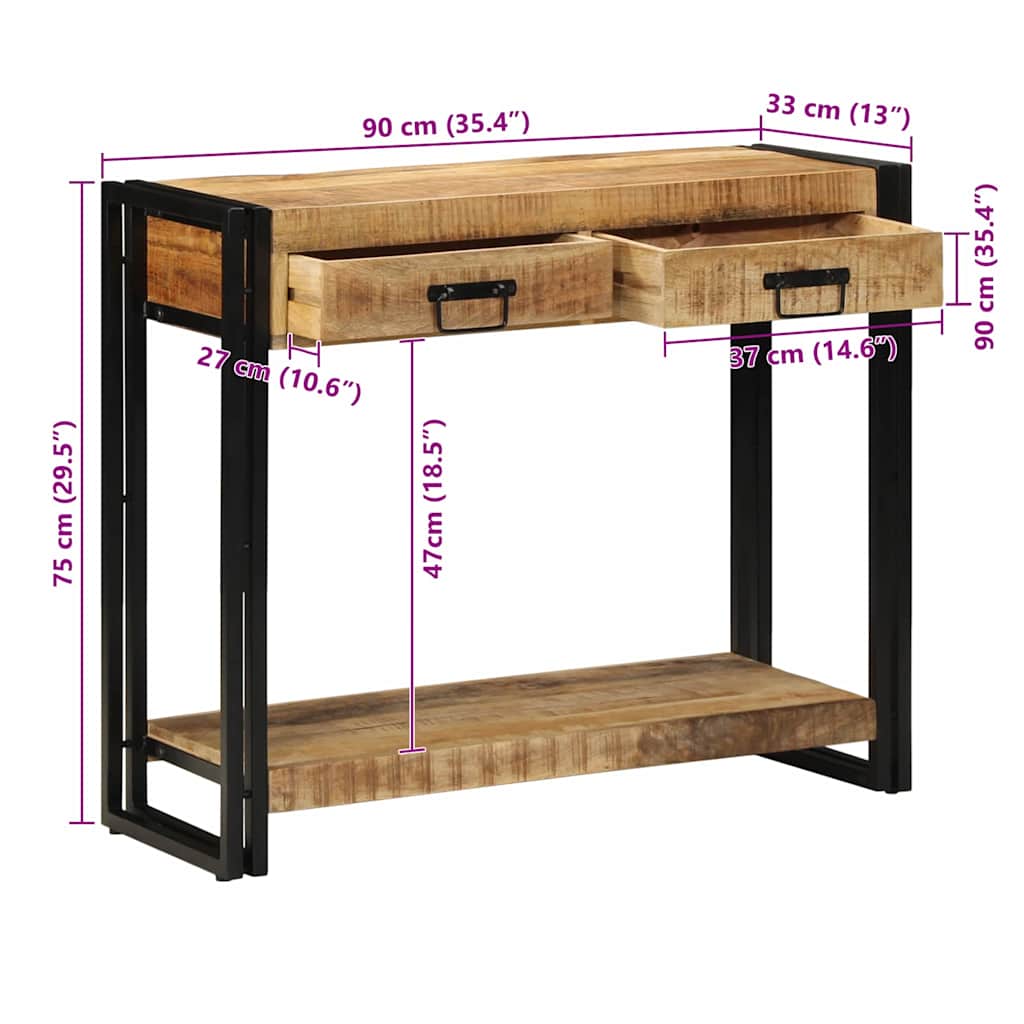Konsolentisch Braun 90 x 33 x 75 cm massives Mangoholz