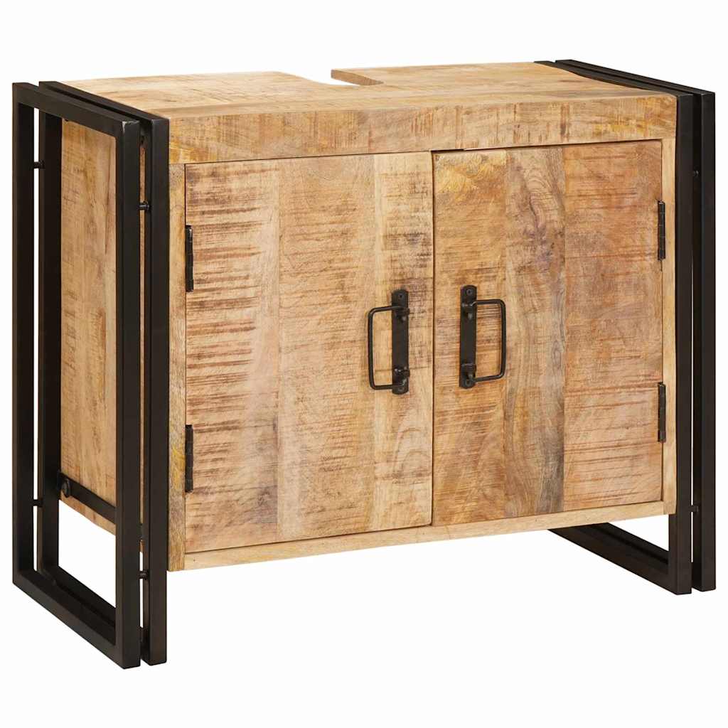 Waschbeckenunterschrank mit Tür Massives Mango-Holz, Eisen